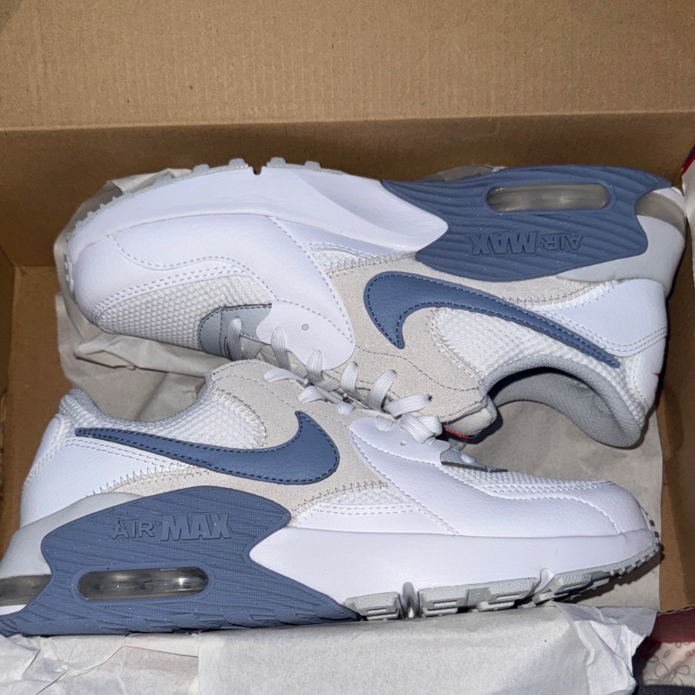 Nike Air Max White and Blue Sneakers